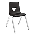 Lorell® Classroom Student Plastic Seat, Plastic Back Stacking Chair, 15 7/8" Seat Width, Black Seat/Silver Frame, Quantity: 4 1 thumbnail image
