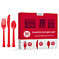 Amscan 8016 Solid Heavyweight Plastic Cutlery Assortments, Apple Red, 80 Pieces Per Pack, Set Of 2 Packs