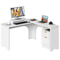 Bestier 56"W Modern L-Shaped Corner Computer Desk With Filing Drawer, White 1 thumbnail image