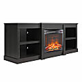 Ameriwood Home Baileywick TV Console With Electric Fireplace For TVs Up To 75", 27-3/4"H x 70-3/4"W x 20"D, Black Oak