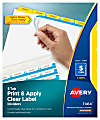 Avery® Print & Apply Clear Label Dividers with Index Maker® Easy Apply™ Printable Label Strip and Color Tabs, 5-Tab, Yellow, Pack Of 5 Sets