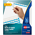 Avery® Customizable Index Maker® Dividers For 3 Ring Binder, Easy Print & Apply Clear Label Strip, 5 Tab, White, 1 Set