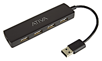 Ativa® 4-port 480Mbps USB 2.0 Hub, Black, UH-118B