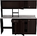 Inval Ambrosia 72”W 3-Piece Breakroom Cabinet, Espresso/Stone