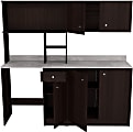 Inval Ambrosia 72”W 3-Piece Breakroom Cabinet, Espresso/Stone 1 thumbnail image