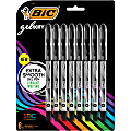 BIC® Gel-ocity Stic Gel Pens, Medium Point, 0.7 mm, Clear Barrel, Black Ink, Pack of 8 Pens