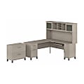 Bush Furniture Somerset 72"W L-Shaped Desk With Hutch And Lateral File Cabinet, Sand Oak, Standard Delivery