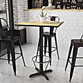 Flash Furniture Laminate Square Table Top With Bar-Height Table Base And Foot Ring, 43-1/8"H x 30"W x 30"D, Natural/Black