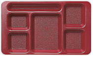 Cambro Co-Polymer Compartment Trays, 9" x 15", Cranberry, Set Of 24 Trays