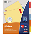 Avery® Big Tab™ Insertable Dividers, Copper Reinforced, Buff/Multicolor, 8 1/2" x 11", 5-Tab