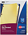 Avery® Preprinted Laminated Tab Dividers, Copper Reinforced Holes, A-Z Tabs, 8 1/2" x 11" 1 thumbnail image