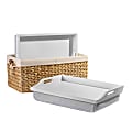 Rossie Home® Lap Tray With Pillow Basket Set, 4-1/8”H x 17-1/2”W x 4-1/8”D, Soft White, Set Of 2 Lap Trays