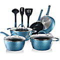 NutriChef Diamond Home Kitchen Cookware Set (Blue) - 11 Pieces - Cooking, Frying, Sauce - 1.70 quart - 2nd Saucepan 3rd Saucepan - 8" Frying Pan - 11" 2nd Frying Pan - 3.60 quart Dutch Oven Griddle - Black, Blue