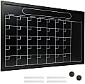 Excello Global Products Magnetic Calendar Chalkboard, Steel, 20" x 30", Black Wood Frame 1 thumbnail image