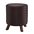 Linon Ramath Round Faux Leather Stool, Brown 1 thumbnail image
