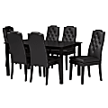 Baxton Studio Dylin 7-Piece Dining Set, Black/Dark Brown 1 thumbnail image