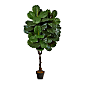 Nearly Natural Fiddle Leaf 54”H Artificial Tree With Planter, 54”H x 16”W x 16”D, Green/Black