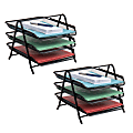 Mind Reader 3-Tier Paper Tray Desktop Organizer, File Storage, 10"H x 13-3/4"W x 11-1/2"L, Black, Set of 2 Trays 1 thumbnail image