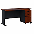 Bush Business Furniture Office Advantage 60"W Computer Desk With Mobile File Cabinet, Hansen Cherry, Standard Delivery