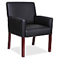 Lorell® Bonded Leather Guest Chair With Full-Sided Arms, Black/Mahogany