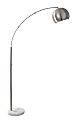 Adesso® Astoria Arc Floor Lamp, 78"H, Steel Shade/White Marble Base