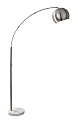 Adesso® Astoria Arc Floor Lamp, 78"H, Steel Shade/White Marble Base 1 thumbnail image
