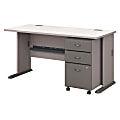 Bush Business Furniture Office Advantage 60"W Desk With Mobile File Cabinet, Pewter/White Spectrum, Standard Delivery
