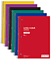 Just Basics® Spiral Notebook, 8" x 10-1/2", Wide Ruled, 70 Sheets, Assorted Colors, Pack Of 6 Notebooks