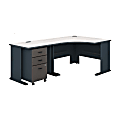 Bush Business Furniture Office Advantage 48"W Corner Desk With 36"W Return And Mobile File Cabinet, Slate/White Spectrum, Standard Delivery
