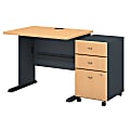 Bush Business Furniture Office Advantage 36"W Desk With Mobile File Cabinet, Beech/Slate, Standard Delivery