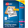 Avery® TrueBlock® White Laser Shipping Labels, With Paper Receipt, 5127, 5 1/16" x 7 5/8", Pack Of 50