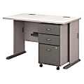Bush Business Furniture Office Advantage 48"W Desk With Mobile File Cabinet, Pewter/White Spectrum, Standard Delivery