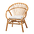 bali & pari Benicia Modern Bohemian Dining Chair, White/Natural Brown
