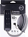 Cordinate 3-Outlet 16-Gauge Extension Cord With Surge Protection, 10', Black/White