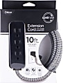 Cordinate 3-Outlet 16-Gauge Extension Cord With Surge Protection, 10', Black/White 1 thumbnail image