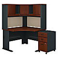 Bush Business Furniture Office Advantage 48"W Corner Desk With Hutch And Mobile File Cabinet, Hansen Cherry/Galaxy, Standard Delivery