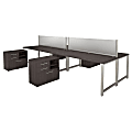 Bush Business Furniture 400 Series 4 Person Workstation With Table Desks And Storage, 72"W x 30"D, Storm Gray, Premium Installation