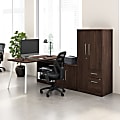 Bush Business Furniture Vista 60"W Corner Desk with Metal Legs, Low Storage Cabinet, and Wardrobe, Black Walnut, Standard Delivery 1 thumbnail image
