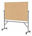 Ghent Reversible Natural Cork Bulletin Board, 78 1/4" x 77" , Aluminum Frame With Silver Finish