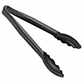 Cambro Plastic Tongs, Scallop Grip, 9", Black, Pack Of 12 Tongs