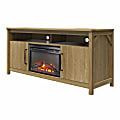 Ameriwood Home Augusta Electric Fireplace And TV Console For TVs Up To 65”, 26-15/16"H x 59-5/8"W x 18-5/8"D, Natural