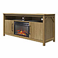 Ameriwood Home Augusta Electric Fireplace And TV Console For TVs Up To 65”, 26-15/16"H x 59-5/8"W x 18-5/8"D, Natural 1 thumbnail image