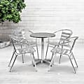 Flash Furniture Lila 5-Piece 23-1/2" Round Aluminum Indoor/Outdoor Table Set With Slat-Back Chairs