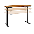 Bush Business Furniture Move 60 Series 72"W x 30"D Height Adjustable Standing Desk, Natural Cherry/Black Base, Standard Delivery