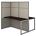 Bush Business Furniture Easy Office 60"W 2-Person Cubicle Desk Workstation With 66"H Panels, Mocha Cherry, Premium Installation