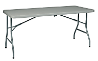 WorkSmart Resin Multi-Purpose Center-Fold Table With Wheels, 29-3/10"H x 61"W x 30"D, Gray