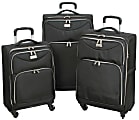 Overland Geoffrey Beene Midnight Fabric Rolling 3-Piece Luggage Set, Black