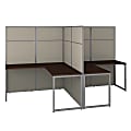 Bush Business Furniture Easy Office 60"W 2-Person L-Shaped Cubicle Desk Workstation With 66"H Panels, Mocha Cherry, Premium Installation