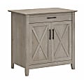 Bush Furniture Key West 30"W Secretary Desk With Keyboard Tray and Storage Cabinet, Washed Gray, Standard Delivery 1 thumbnail image