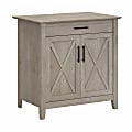 Bush Furniture Key West 30"W Secretary Desk With Keyboard Tray and Storage Cabinet, Washed Gray, Standard Delivery